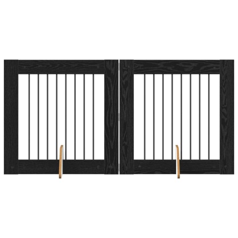 VidaXL Bramka dla psów z podpórkami 2 pcs Czarny dąb 80 x 80 cm