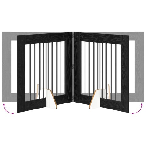 VidaXL Bramka dla psów z podpórkami 2 pcs Czarny dąb 80 x 80 cm