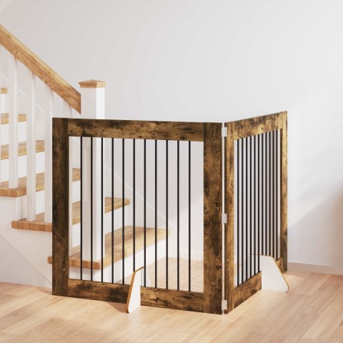 VidaXL Bramka dla psów z podpórkami 2 pcs Dąb wędzony 100 x 100 cm