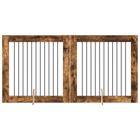 VidaXL Bramka dla psów z podpórkami 2 pcs Dąb wędzony 100 x 100 cm