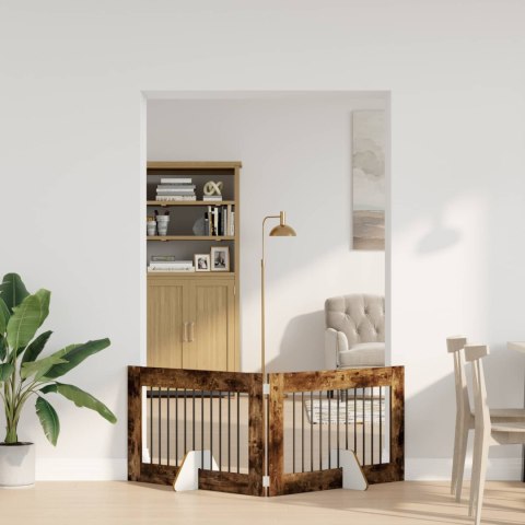 VidaXL Bramka dla psów z podpórkami 2 pcs Dąb wędzony 100 x 60 cm