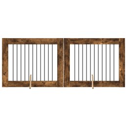 VidaXL Bramka dla psów z podpórkami 2 pcs Dąb wędzony 100 x 80 cm