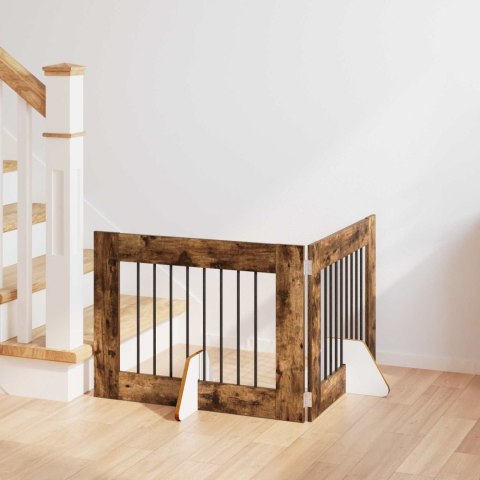 VidaXL Bramka dla psów z podpórkami 2 pcs Dąb wędzony 80 x 60 cm
