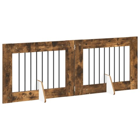 VidaXL Bramka dla psów z podpórkami 2 pcs Dąb wędzony 80 x 60 cm