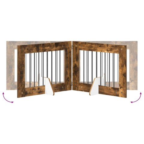 VidaXL Bramka dla psów z podpórkami 2 pcs Dąb wędzony 80 x 60 cm