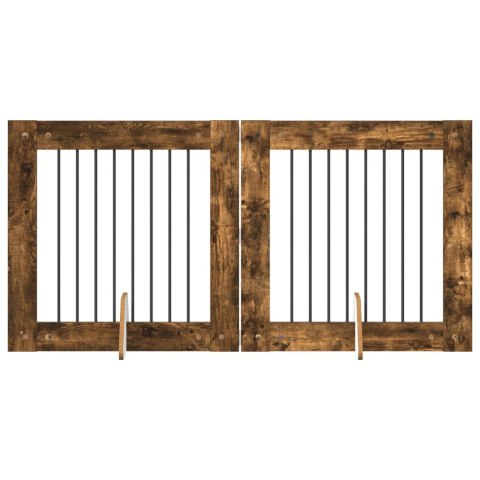 VidaXL Bramka dla psów z podpórkami 2 pcs Dąb wędzony 80 x 80 cm