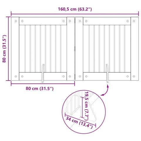 VidaXL Bramka dla psów z podpórkami 2 pcs Dąb wędzony 80 x 80 cm
