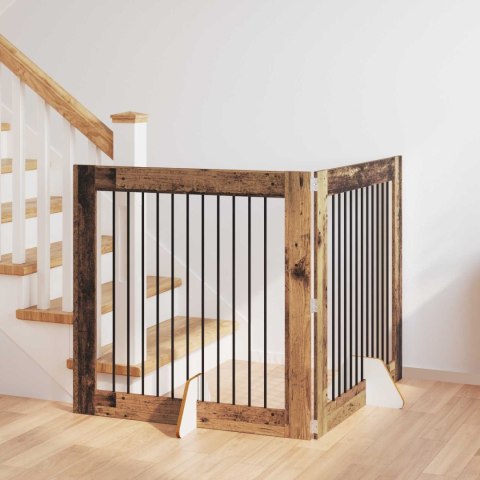 VidaXL Bramka dla psów z podpórkami 2 pcs Stare drewno 100 x 100 cm
