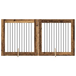VidaXL Bramka dla psów z podpórkami 2 pcs Stare drewno 100 x 100 cm