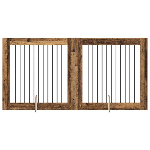 VidaXL Bramka dla psów z podpórkami 2 pcs Stare drewno 100 x 100 cm