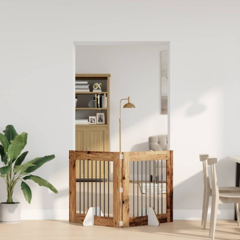 VidaXL Bramka dla psów z podpórkami 2 pcs Stare drewno 80 x 80 cm