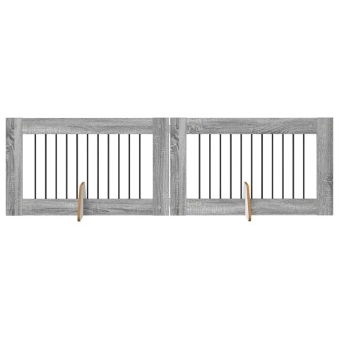 VidaXL Bramka dla psów z podpórkami 2 pcs Szary Sonoma 100 x 60 cm