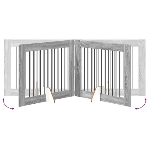 VidaXL Bramka dla psów z podpórkami 2 pcs Szary Sonoma 100 x 80 cm
