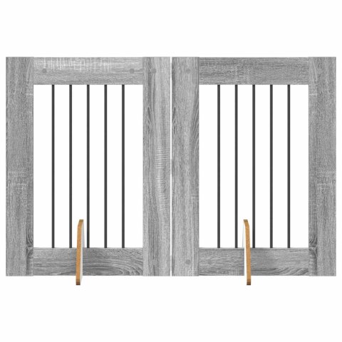 VidaXL Bramka dla psów z podpórkami 2 pcs Szary Sonoma 60 x 80 cm
