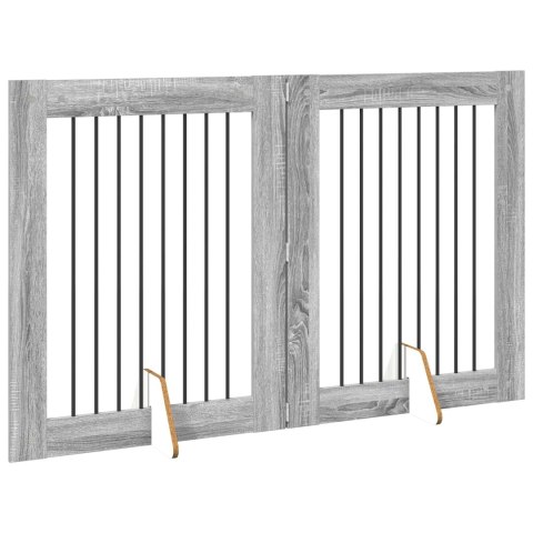 VidaXL Bramka dla psów z podpórkami 2 pcs Szary Sonoma 80 x 100 cm