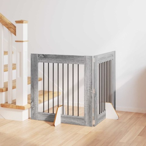 VidaXL Bramka dla psów z podpórkami 2 pcs Szary Sonoma 80 x 80 cm