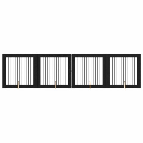 VidaXL Bramka dla psów z podpórkami 4 pcs Czarny dąb 100 x 100 cm