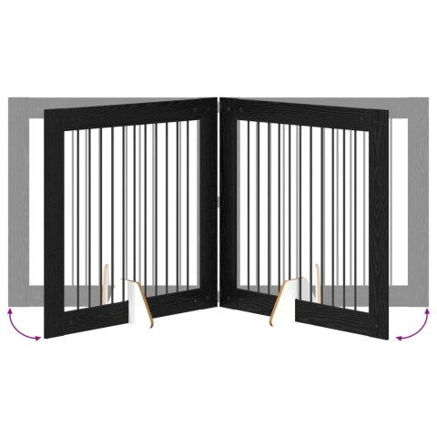 VidaXL Bramka dla psów z podpórkami 4 pcs Czarny dąb 100 x 100 cm