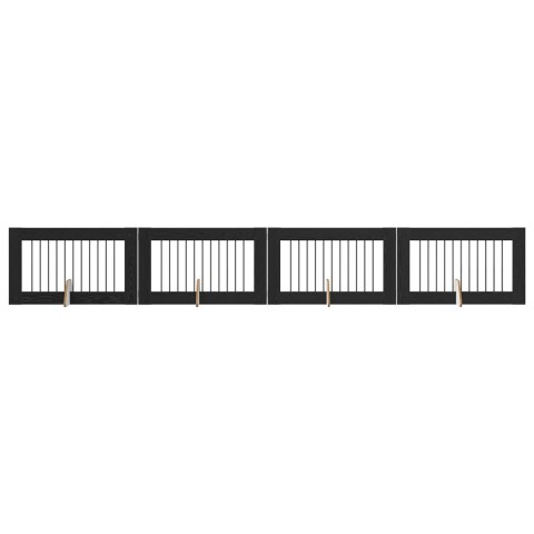 VidaXL Bramka dla psów z podpórkami 4 pcs Czarny dąb 100 x 60 cm
