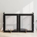 VidaXL Bramka dla psów z podpórkami 4 pcs Czarny dąb 80 x 100 cm