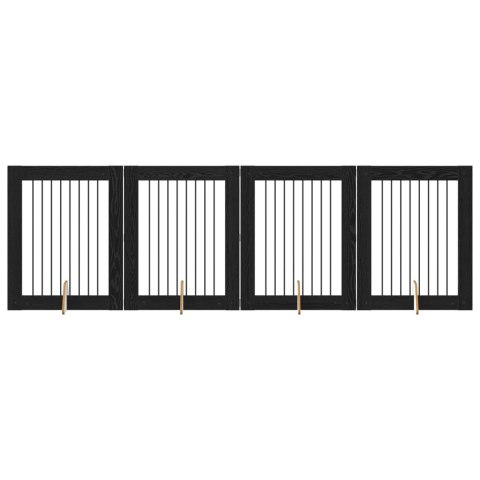 VidaXL Bramka dla psów z podpórkami 4 pcs Czarny dąb 80 x 100 cm