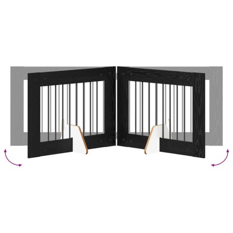 VidaXL Bramka dla psów z podpórkami 4 pcs Czarny dąb 80 x 60 cm