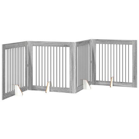 VidaXL Bramka dla psów z podpórkami 4 pcs Szary Sonoma 100 x 100 cm