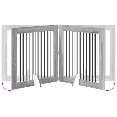 VidaXL Bramka dla psów z podpórkami 4 pcs Szary Sonoma 100 x 100 cm