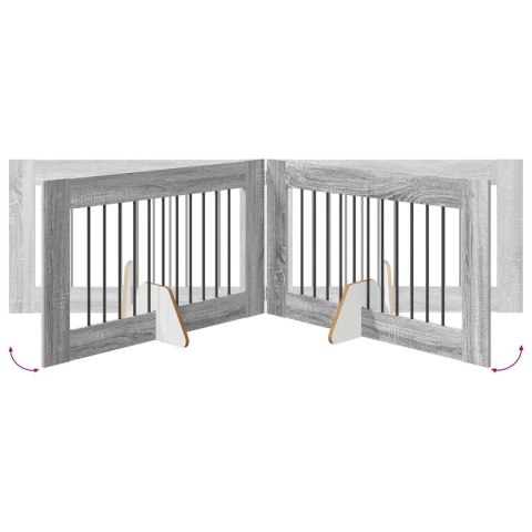 VidaXL Bramka dla psów z podpórkami 4 pcs Szary Sonoma 100 x 60 cm