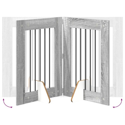 VidaXL Bramka dla psów z podpórkami 4 pcs Szary Sonoma 60 x 80 cm