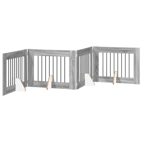 VidaXL Bramka dla psów z podpórkami 4 pcs Szary Sonoma 80 x 60 cm