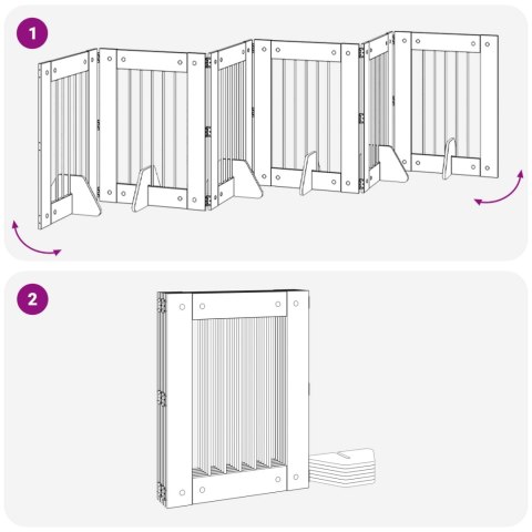 VidaXL Bramka dla psów z podpórkami 6 pcs Czarny dąb 60 x 80 cm