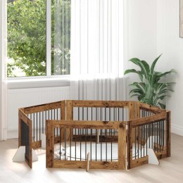 VidaXL Bramka dla psów z podpórkami 6 pcs Stare drewno 100 x 60 cm