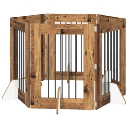 VidaXL Bramka dla psów z podpórkami 6 pcs Stare drewno 60 x 80 cm