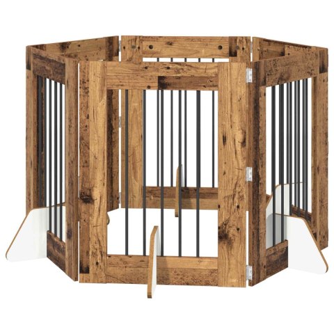 VidaXL Bramka dla psów z podpórkami 6 pcs Stare drewno 60 x 80 cm