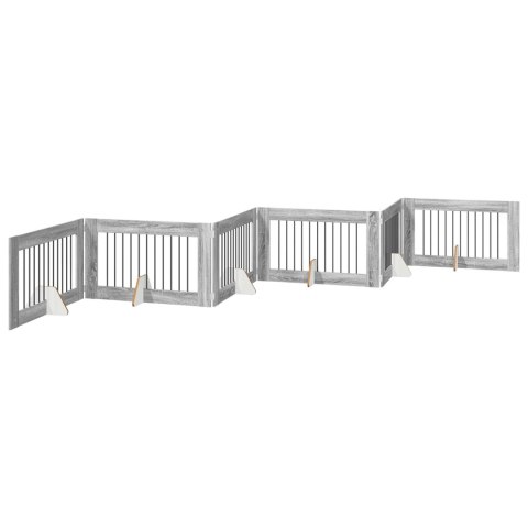 VidaXL Bramka dla psów z podpórkami 6 pcs Szary Sonoma 100 x 60 cm