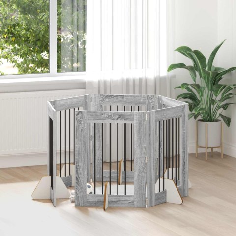 VidaXL Bramka dla psów z podpórkami 6 pcs Szary Sonoma 60 x 80 cm