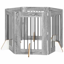 VidaXL Bramka dla psów z podpórkami 6 pcs Szary Sonoma 60 x 80 cm