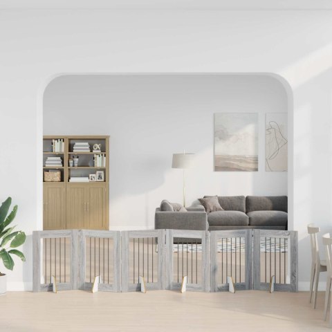 VidaXL Bramka dla psów z podpórkami 6 pcs Szary Sonoma 60 x 80 cm