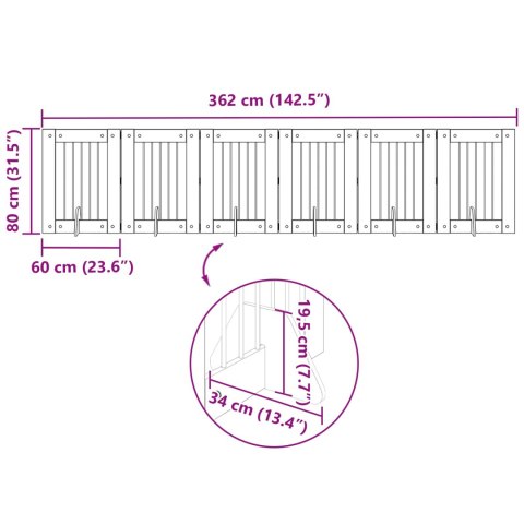 VidaXL Bramka dla psów z podpórkami 6 pcs Szary Sonoma 60 x 80 cm