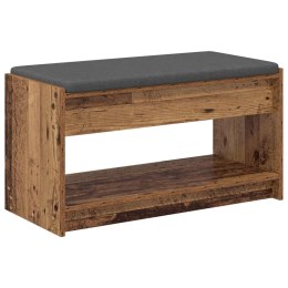 VidaXL Ławka w przedpokoju z poduszką Stare drewno 83 x 38 x 45 cm