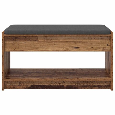 VidaXL Ławka w przedpokoju z poduszką Stare drewno 83 x 38 x 45 cm