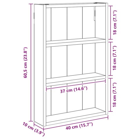 VidaXL Szafka ścienna łazienkowa z półką Biały 40 x 10 x 60,5 cm