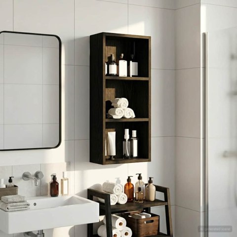 VidaXL Szafka ścienna łazienkowa z półką Czarny Dąb 30 x 14 x 70 cm