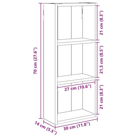 VidaXL Szafka ścienna łazienkowa z półką Czarny Dąb 30 x 14 x 70 cm