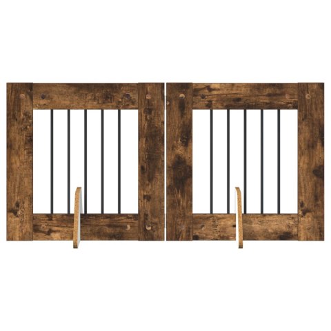 VidaXL Bramka dla psów z podpórkami 2 pcs Dąb wędzony 60 x 60 cm