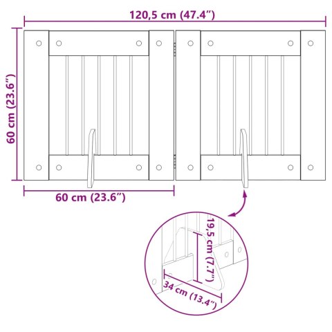 VidaXL Bramka dla psów z podpórkami 2 pcs Dąb wędzony 60 x 60 cm