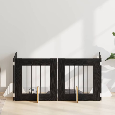 VidaXL Bramka dla psów z podpórkami 4 pcs Czarny dąb 60 x 60 cm