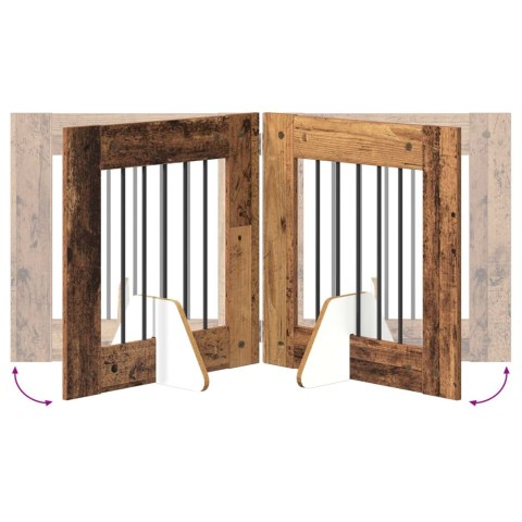 VidaXL Bramka dla psów z podpórkami 4 pcs Stare drewno 60 x 60 cm