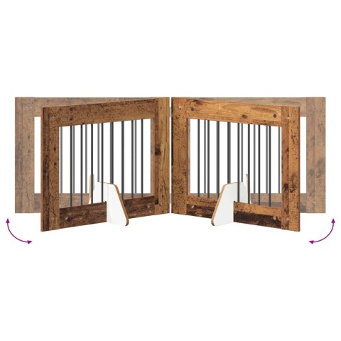 VidaXL Bramka dla psów z podpórkami 4 pcs Stare drewno 80 x 60 cm